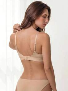 Liftille Women's Casual Solid Color Comfortable Bra - Beige - View 2