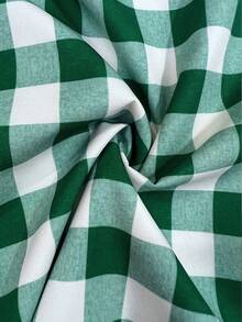 SHEIN New Spring/Summer Sleeveless Green Plaid Midi Dress For Women - Green - View 5