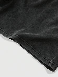 PAVTROS Men's Grey Summer Graphic Streetwear Beach Shorts,American Street Style Washed Distressed 2 In 1 Sports Pants,Elastic Waist Drawstring LA Rhinestone - Black - View 9