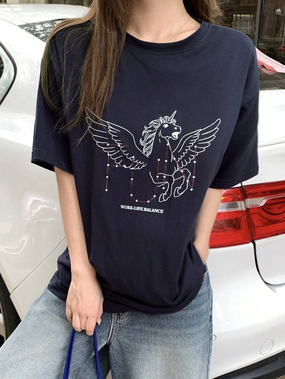 Women's Summer Round Neck Short Sleeve Printed Casual Street Style T-Shirt Vacation Outfits Women Graphic Tee