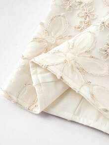 Franclia Women's Elegant Elegant Embroidered Sequin Strapless Pink Top - White - View 4