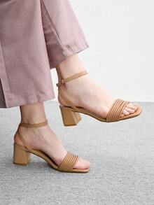 CUCCOO BIZCHIC Simple And Generous, Fashionable And Versatile, Casual Workplace Commuter Women's High-Heeled Sandals Summer - Apricot - View 1