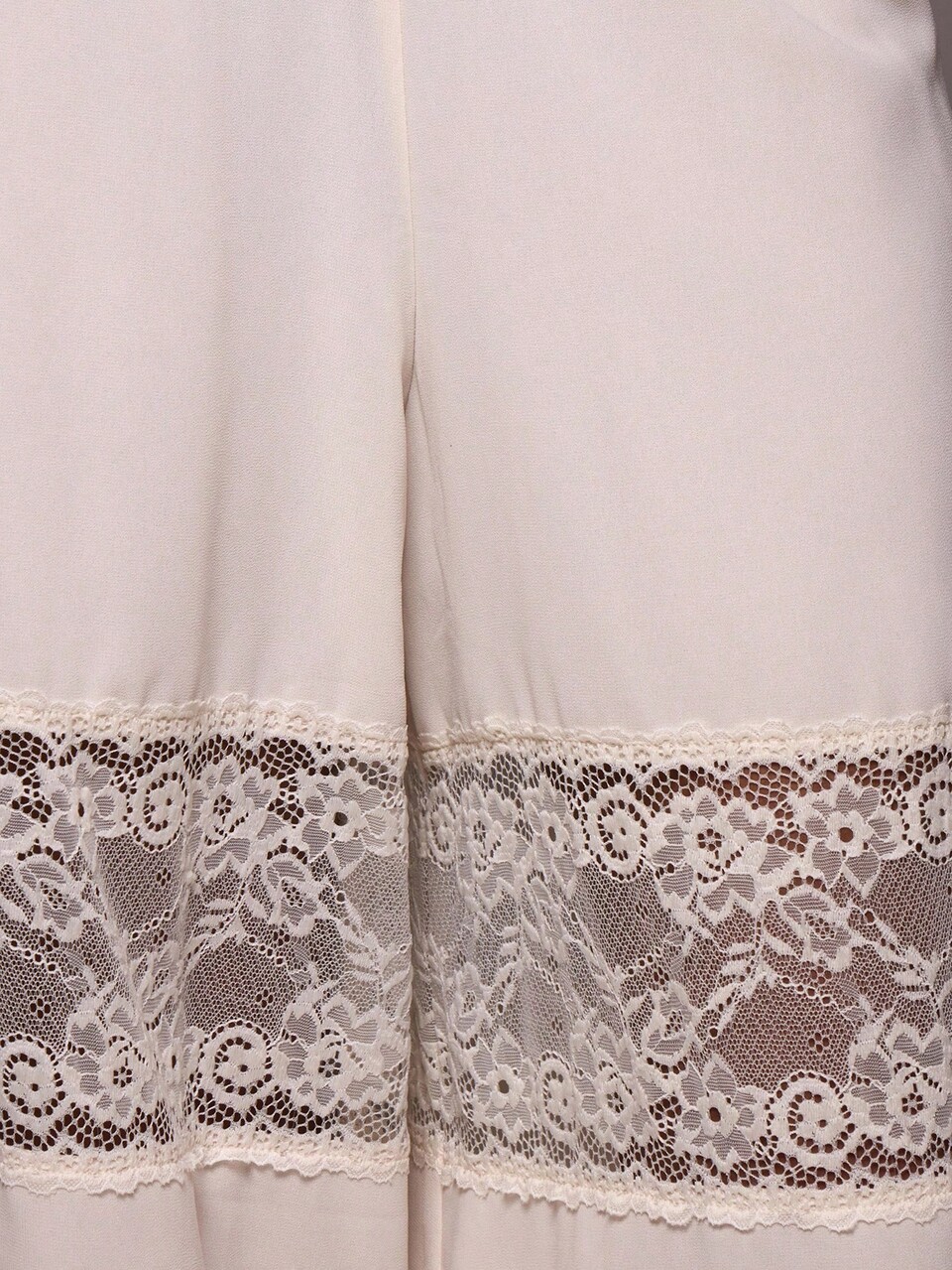 White Lace Panel Woven Sheer Cuffed Hem Balloon Trouser