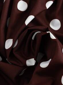 Elenzga New Elegant Polka Dot A-Line Cinched Waist Summer Dress For Ladies - Brown - View 4