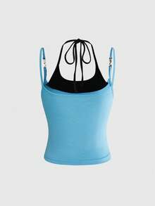 ROMWE Women's 2 In 1 Patchwork Casual Versatile Daily Outing Camisole Tank Top - Multicolor - View 2