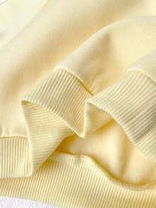 SHEIN 2 pièces Ensemble sweat-shirt à nœud tricoté et leggings de couleur unie pour bébé fille - Jaune citron - Voir 8