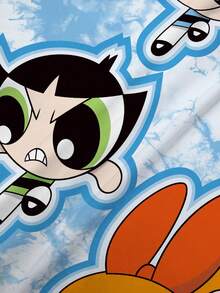 THE POWERPUFF GIRLS X SHEIN T-shirt d'été décontracté grande taille avec imprimé tie-dye et dessin animé - Blanc - Voir 7