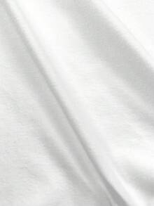 SHEIN 少女春夏季新款時尚休閒簡約白色印花T恤與黑白條紋長褲針織兩件套，休閒日常穿搭百搭，適合居家、外出、上學、度假 - 彩色 - 查看 5