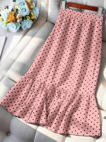 GlowEve CURVE 春夏秋可愛通勤度假簡約休閒女款洋紅色布料大尺碼裙子 正式生日日常休閒甜美秋季 - 粉色 - 查看 2