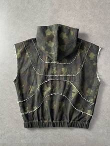 ROMWE MEN Goth Men's Fashion Camouflage Pattern Sleeveless Hooded Denim Vest - Multicolor - View 2