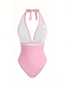 Swim Oasis Sunner Vacation 优雅浪漫海星装饰连体泳衣高端套装 - 淺粉色 - 查看 4
