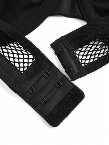 AltBold Soutien-gorge décontracté pour femme grande taille avec patchwork en maille pour tous les jours - Noir - Voir 4