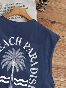 Manfinity Joysei Men's Letter Print Casual Tank Top - Blue - View 3