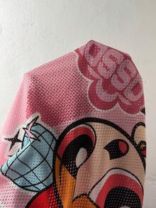 Coolane THE POWERPUFF GIRLS X SHEIN 女款 Blossom 圖案粉色 V 領寬鬆短袖 T 恤，可愛休閒街頭風，適合籃球與西部節慶，居家、返校、復古復古風穿搭 - 彩色 - 查看 9