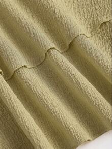 Sweetra Women's New Minimalist Versatile Solid Color Strapless Knit Tiered Cake Dress - Mustard Yellow - View 4