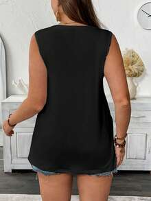 EMERY ROSE Conjunto de 3 piezas para mujer talla grande con top sin mangas de cuello redondo y color liso, 2 piezas - Multicolor - Ver 2