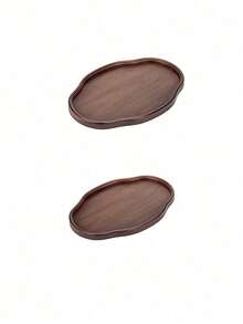 1pc Oval Shaped Walnut Wood Tray, Suitable For Serving Food, Snacks, Beverages, Sushi, Steak, Pizza, Desserts, Cakes, Breads, Also Can Be Used As Breakfast Tray, Coffee Tray, Tea Tray, Dining Plate, Serving Platter - Maroon - View 19