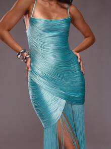MUSERA Blue Extreme Tassel Maxi Dress - Blue - View 2