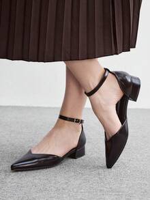 CUCCOO BIZCHIC Elegant Black Patent Leather Pointed Shoelaces Ankle Strap Platform High Heels, Suitable For Offices, Weddings, Parties, Spring And Summer Shoes Fall Shoes - Burgundy. - View 4