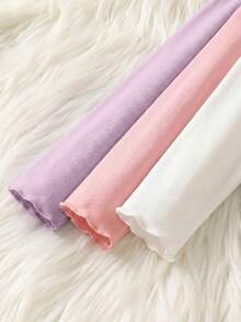SHEIN 少女 3件組休閒簡約舒適高領長袖T恤 - 彩色 - 查看 4