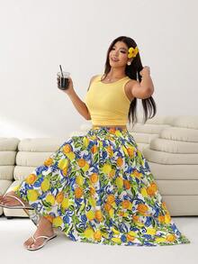 Solflare Conjunto de 2 piezas de falda maxi sin mangas amarilla talla grande - Multicolor - Ver 5