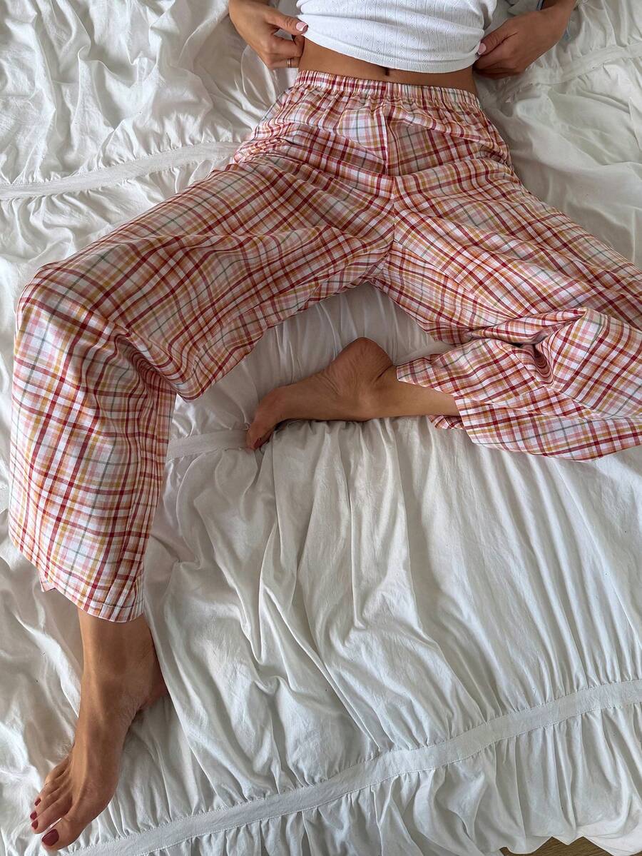 DAZY Women's Plaid Casual Daily Home Lounge Pants Pajama Bottoms - Red - View 1