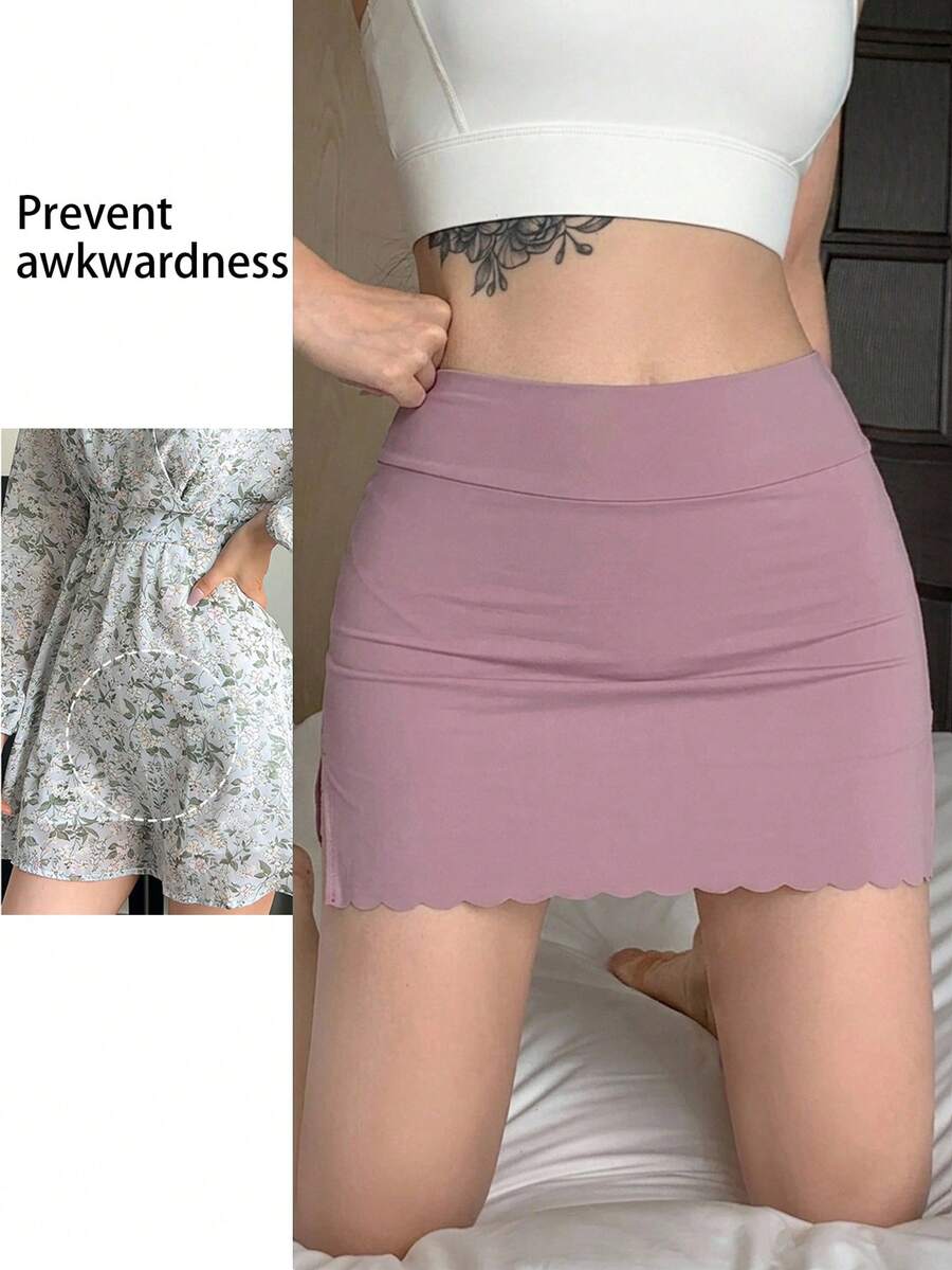 DAZY 女款防尷尬安全內褲 波浪邊三角檔護墊 - 紫色 - 查看 1