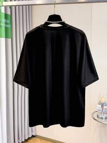 GlowEve Women's Rhinestone Decor Round Neck Loose Fit Short Sleeve T-Shirt - Black - View 2