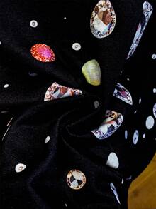 GlowEve Women's Rhinestone Decor Round Neck Loose Fit Short Sleeve T-Shirt - Black - View 5