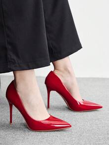 CUCCOO BIZCHIC 女款尖頭細跟中跟高跟鞋，優雅百搭休閒舒適一腳蹬正裝鞋，適合上班、約會、派對、正式場合，春季鞋款 - 紅色. - 查看 5