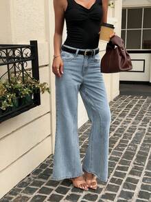 DAZY Women/Girls Casual Elegant Flare Jeans Travel Light Blue Summer - Light Wash - View 6