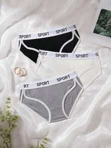 Snug Zone 女款字母腰帶休閒三角內褲 3入組 - 彩色 - 查看 6