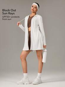 OutZeal Women Sun-Proof Jacket Daily Casual UV Protection Cool Touch Hood Long Length Outdoor Tops - White - View 3
