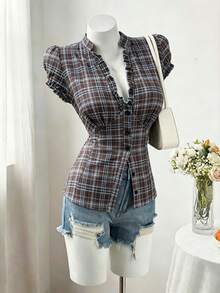 Sweetra Blus Ukuran Plus Serbaguna dengan Desain Polkadot Minimalis, Elegan, Manis, dan Pas Badan. - MultiWarna - View 3