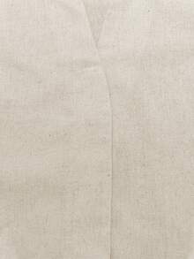 SHEIN LUNE Women's Faux Linen Beige Stand Collar Pullover Sleeveless Tank Top Office Summer Minimalist - Beige - View 5