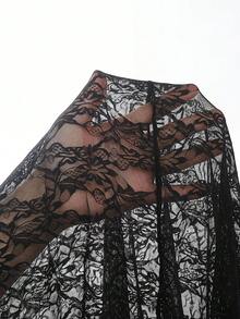 SHEIN SXY 大尺碼女款蕾絲性感透視貼身內搭短褲 - 黑色 - 查看 7