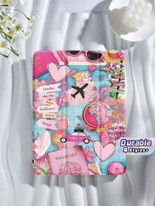 Aesthetic Y2K Pink Graffiti Case Compatible With IPad Air & Pro, Cool Sticker Bomb Printed Smart Tablet Cover, Stylish Maximalist Shell - Multicolor - View 1
