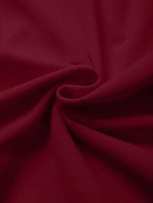 Franclia 女款休閒優雅夏季不對稱領口珍珠裝飾鈕扣純色開衩T恤 教師節辦公室酒紅色 - 酒紅色 - 查看 8