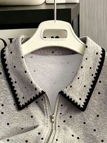 Blusa de manga corta con doble cremallera, de estilo minimalista y casual para el verano - Gris - Ver 3