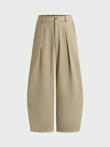 SWAVVY Pantalones largos holgados de moda para hombre primavera/verano - Caqui - Ver 4