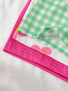 SHEIN Elladie kids 女童針織牛奶絲彈性吊帶連身短褲三件組，甜美休閒度假風，純色+大花臉+格紋雛菊印花，嬰幼童居家日常戶外玩樂幼兒園學校休閒百搭，柔軟舒適收腰連身衣，活潑充滿活力夏日氛圍 - 彩色 - 查看 5