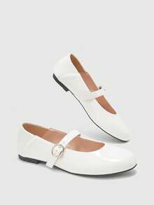 CUCCOO BIZCHIC Women's Shoes, Vacation Leisure Commuting, Comfortable Soft Sole Glossy Solid Color Round Toe Y Slip-On And Two Flat Shoes - White - View 10