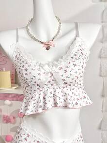 PetitDoll Romantic Lace Ruffle Sweet Girl Lingerie Set 2pcs - White - View 8