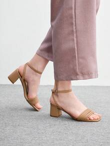 CUCCOO BIZCHIC Simple And Generous, Fashionable And Versatile, Casual Workplace Commuter Women's High-Heeled Sandals Summer - Apricot - View 3
