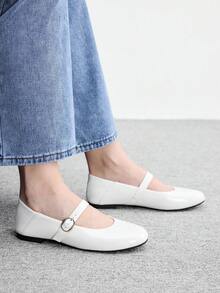CUCCOO BIZCHIC Women's Shoes, Vacation Leisure Commuting, Comfortable Soft Sole Glossy Solid Color Round Toe Y Slip-On And Two Flat Shoes - White - View 5