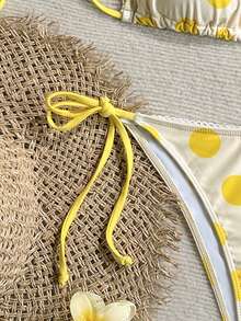 Soleia Women's Summer Fashion Sexy Yellow Polka Dot Print Bikini Set - Multicolor - View 6