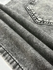 Manfinity EMRG Celana Pendek Denim Abu-abu Musim Panas Pria, Model Longgar dan Lebar - Grey - View 7