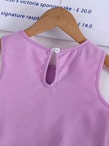 Elladie kids 女童紋理布料對比下擺無袖上衣與休閒短褲 T-shirt 套裝 - 淡紫色 - 查看 8