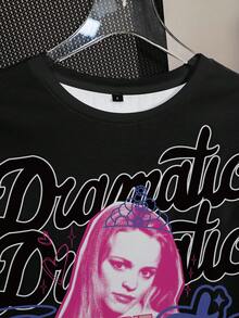 Mean Girls | SHEIN 女款大尺碼角色字母印花短袖T恤 - 白色 - 查看 4