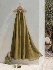 Zivah Damen Strandurlaub lässig Grünes Langes Kleid Strandüberwurf, Rundhalsausschnitt mit einzigartigem Hohlsaum, Strandmantel geeignet für Musikfestival, St. Patrick's Day, Valentinstag, Date, Western Thema, Nomadenstil, Geburtstagsfest, Abschlussfeier, Campusleben, lässig Alltag, vielseitiges Kleidungsstück, Freizeitbekleidung, Kreuzfahrtreise, Strandmode, Sonnenbaden - Armeegrün - Übersicht 11
